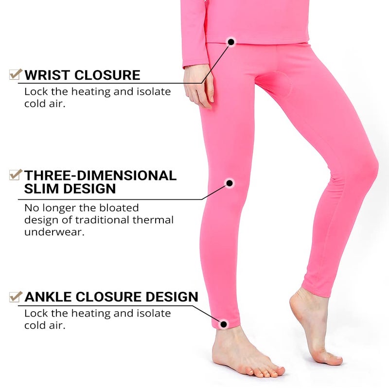 HEROBIKER Thermal Underwear Women Ultra-Soft Set Long Johns Top & Bottom Base Layer with Fleece Lined ï¼ˆS,Pink - Image 3